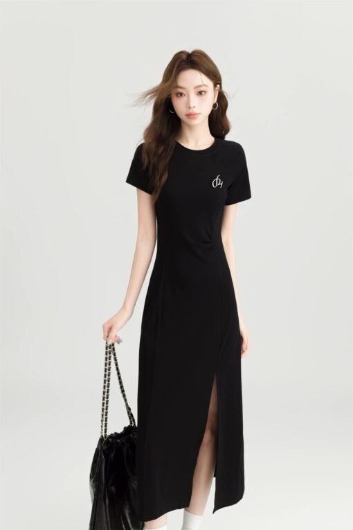 White Trim Black Dress - Image 6