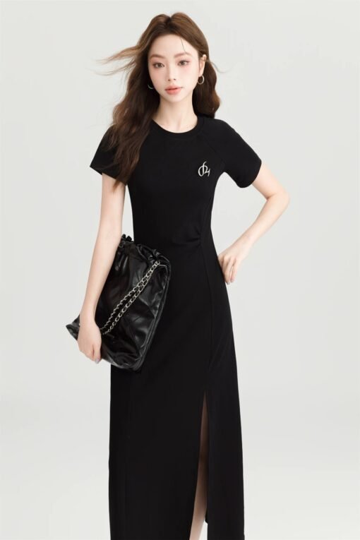 White Trim Black Dress - Image 5