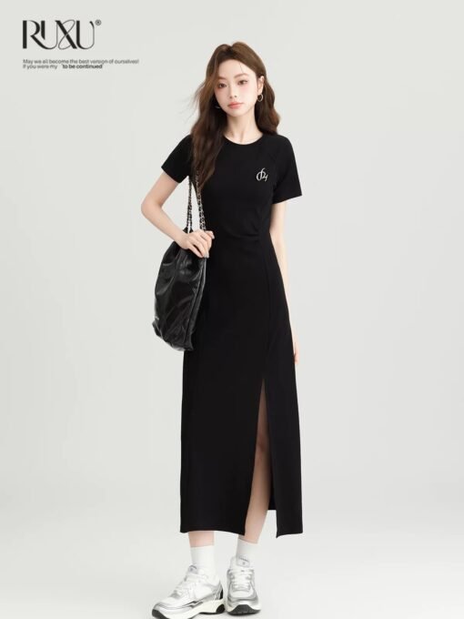 White Trim Black Dress