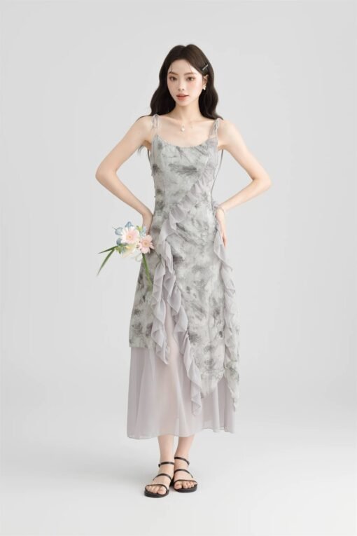 RUXU Tiered Ruffle Midi Dress - Image 3