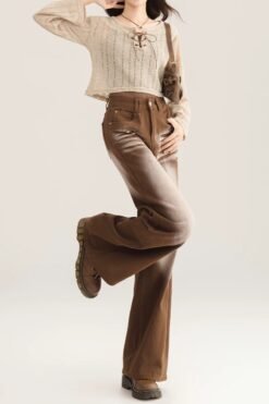 RUXU Brown Wide Leg Jeans