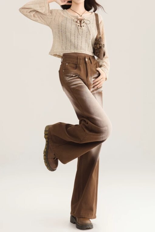 RUXU Brown Wide Leg Jeans