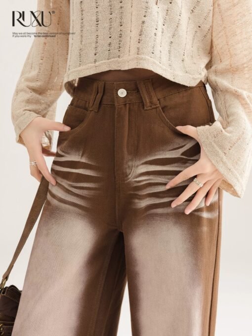 RUXU Brown Wide Leg Jeans - Image 2