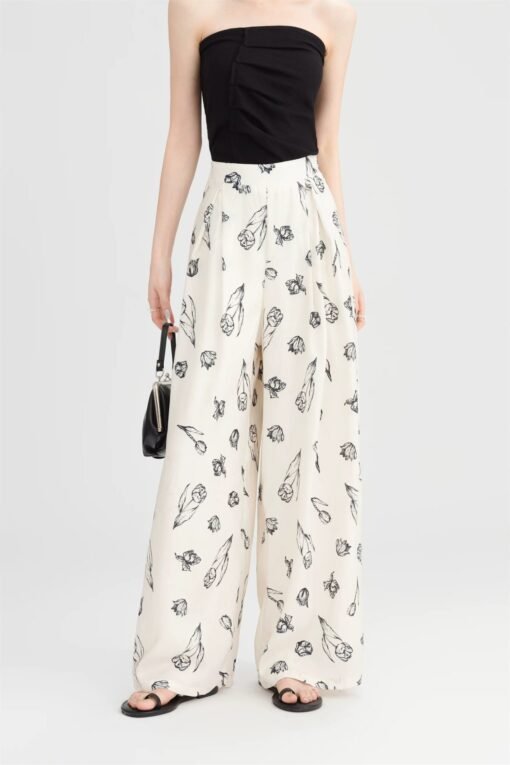 RUXU Floral Print Wide Leg Pants - Image 3