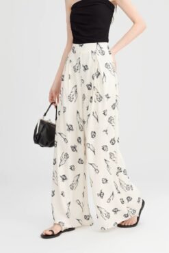 RUXU Floral Print Wide Leg Pants
