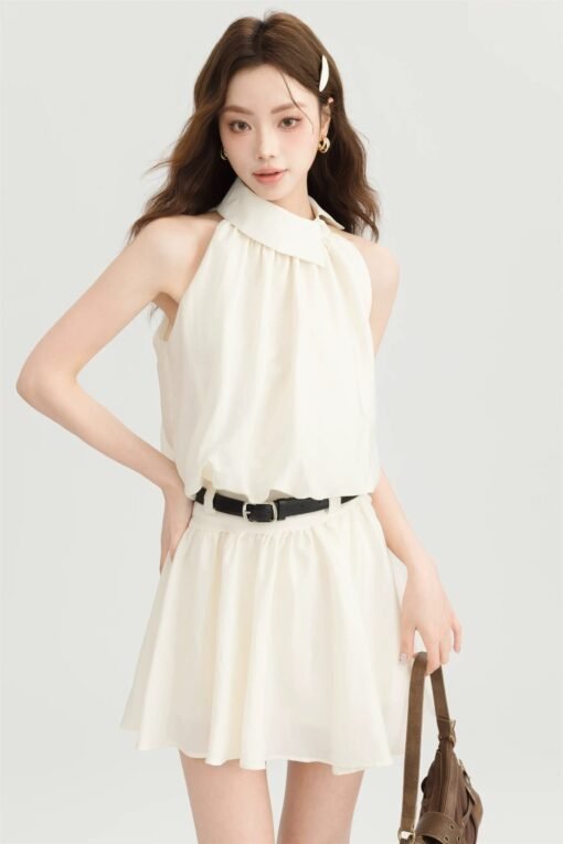 RUXU Ivory Halter Top & Mini Skirt Set - Image 2