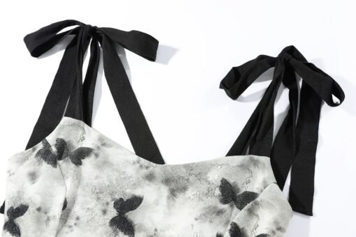 RUXU Butterfly Print Tie-Strap Midi Dress - Image 7