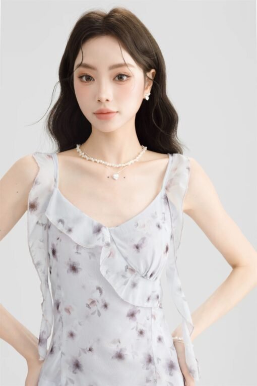 RUXU Ruffled Floral Print Midi Dress - Image 3
