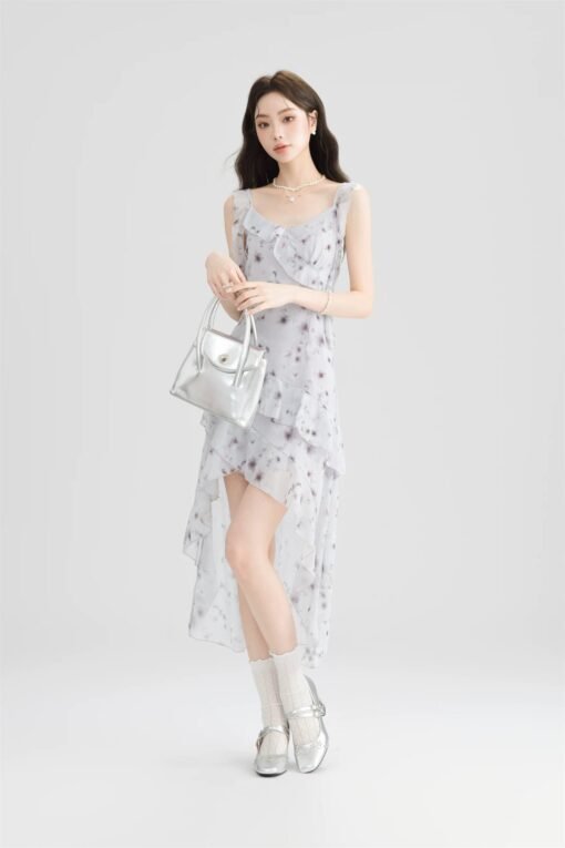 RUXU Ruffled Floral Print Midi Dress - Image 2
