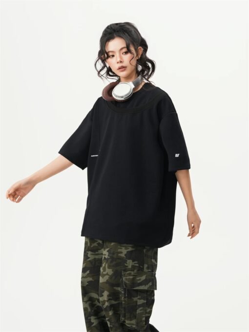 Asymmetrical Panel Oversized T-Shirt - Image 5