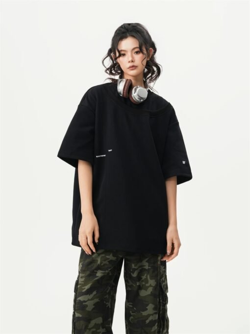 Asymmetrical Panel Oversized T-Shirt - Image 3