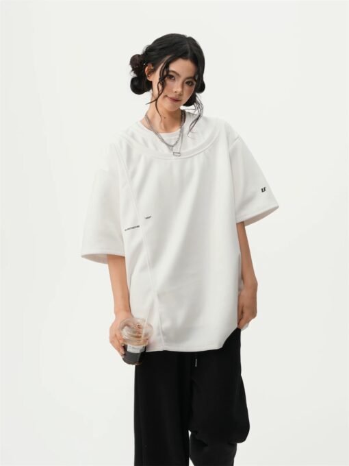 Asymmetrical Panel Oversized T-Shirt - Image 4