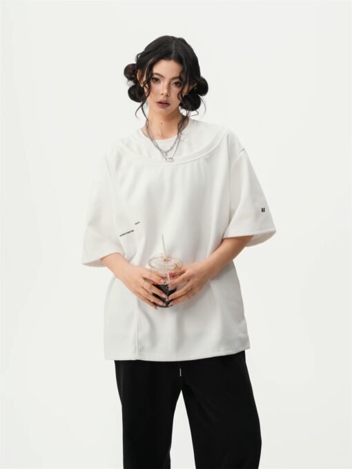 Asymmetrical Panel Oversized T-Shirt - Image 2