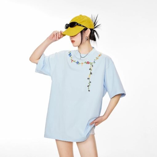 Embroidered Floral Letter Tee - Image 7