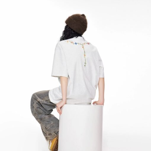 Embroidered Floral Letter Tee - Image 5