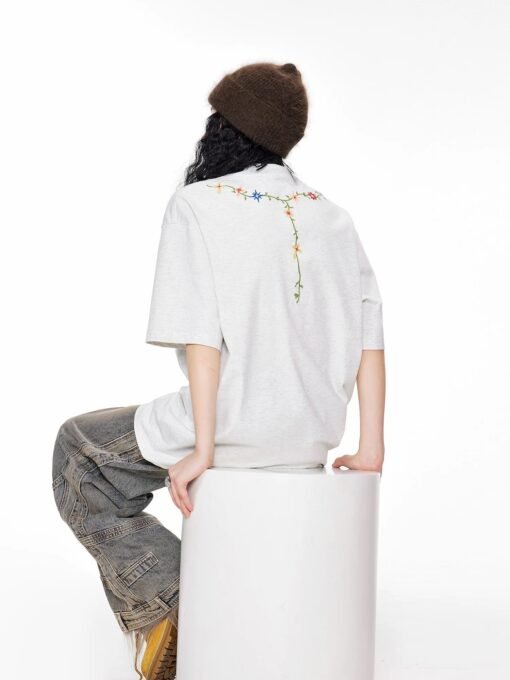 Embroidered Floral Letter Tee - Image 3