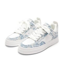 Distressed Denim Patchwork Sneakers