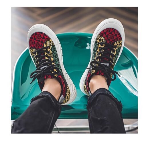 Geometric Pattern Canvas Sneakers - Image 8