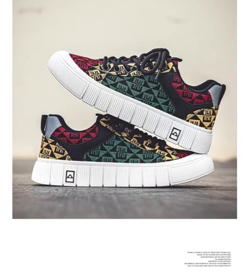 Geometric Pattern Canvas Sneakers - Image 7