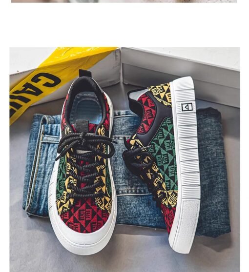 Geometric Pattern Canvas Sneakers - Image 3