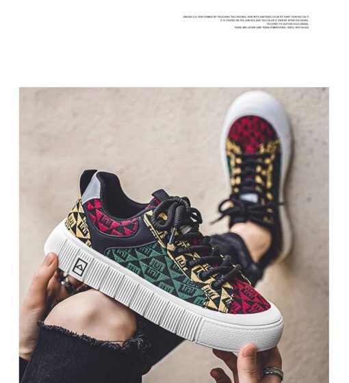 Geometric Pattern Canvas Sneakers - Image 4