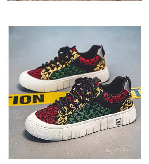 Geometric Pattern Canvas Sneakers - Image 9