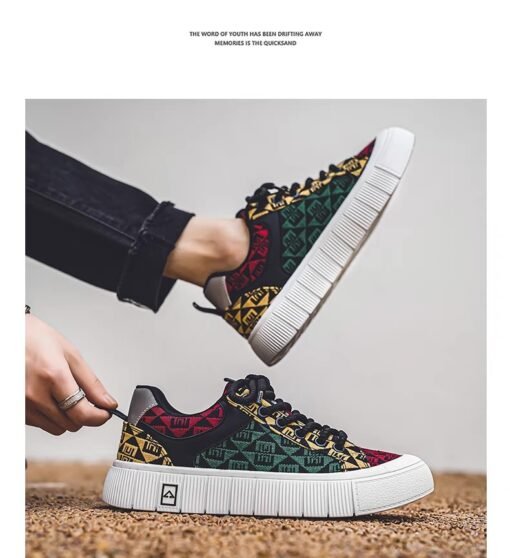 Geometric Pattern Canvas Sneakers - Image 10