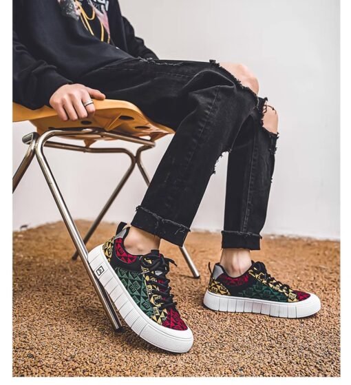 Geometric Pattern Canvas Sneakers - Image 11