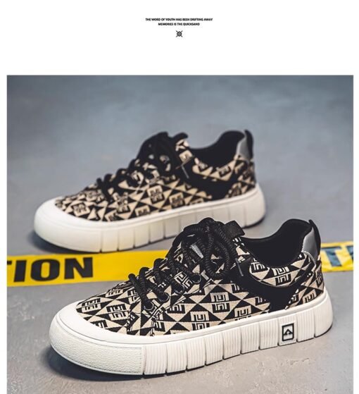 Geometric Pattern Canvas Sneakers - Image 6