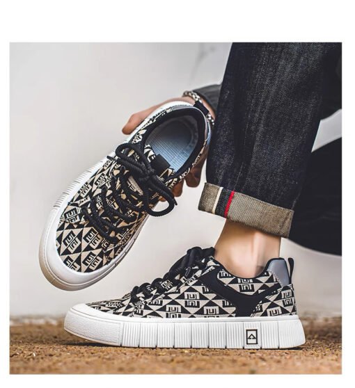 Geometric Pattern Canvas Sneakers - Image 5