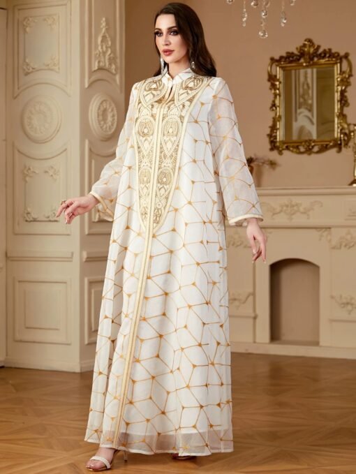Golden Lattice Abaya - Image 3