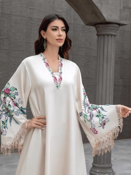 Cream Floral Cascade Dress - Image 2