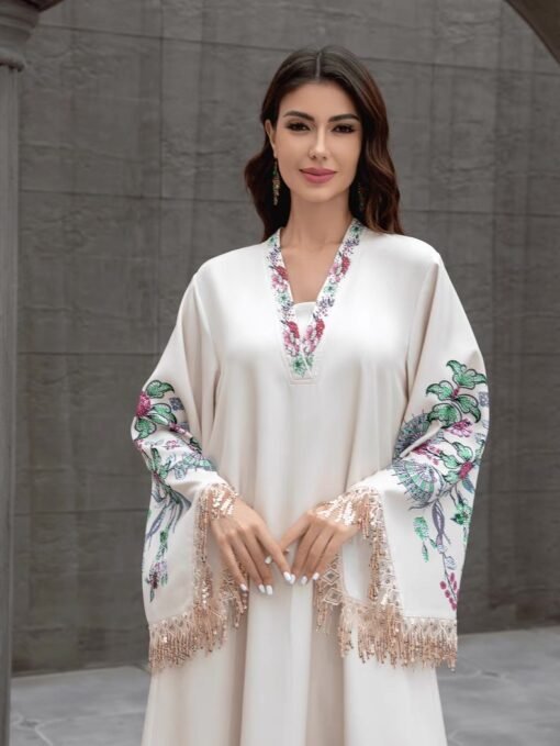 Cream Floral Cascade Dress - Image 5