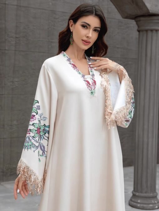 Cream Floral Cascade Dress - Image 4