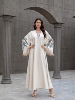 Cream Floral Cascade Dress