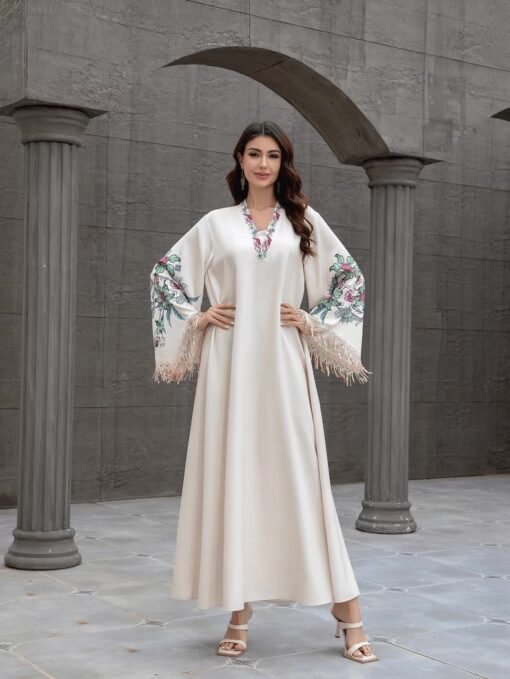 Cream Floral Cascade Dress