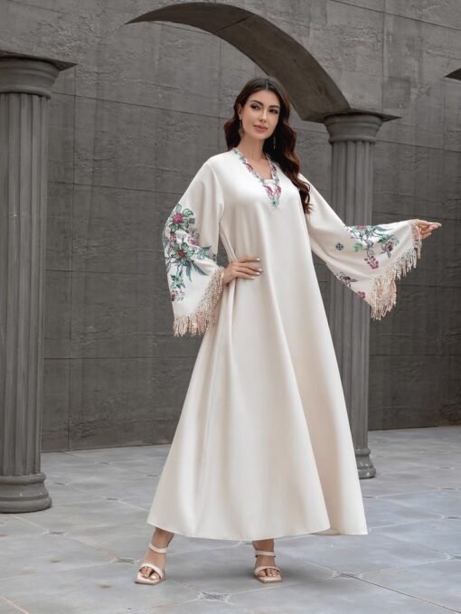 Cream Floral Cascade Dress - Image 3
