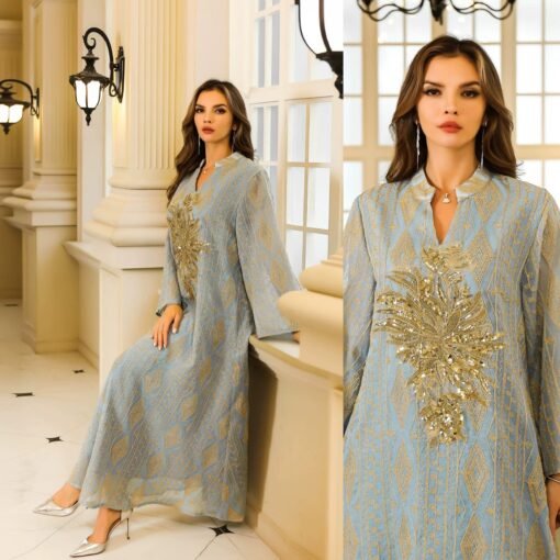 Elegant Light Blue Dress - Image 4