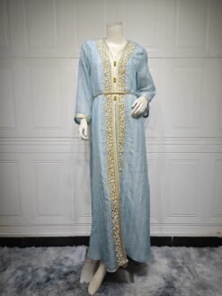 Aqua Filigree Abaya and Vest